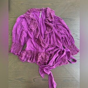 XS purple Free People wrap shirt